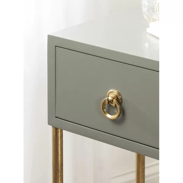 imageKate and Laurel Decklyn Modern Glam Wood Side Accent Table with Drawer GrayGoldGoldGray