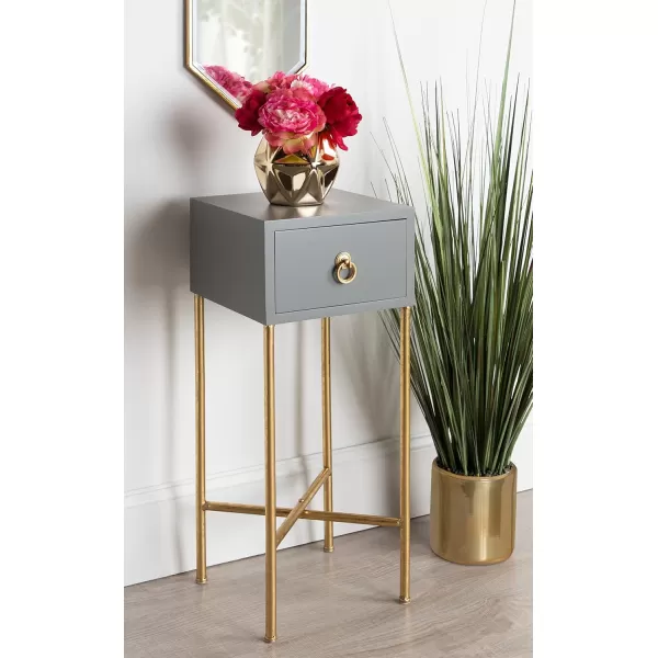 imageKate and Laurel Decklyn Modern Glam Wood Side Accent Table with Drawer GrayGoldGoldGray