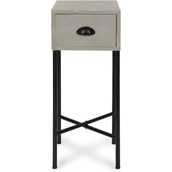 imageKate and Laurel Decklyn Wood Side Accent Table with Drawer Gray