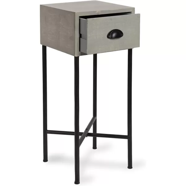 imageKate and Laurel Decklyn Wood Side Accent Table with Drawer Gray