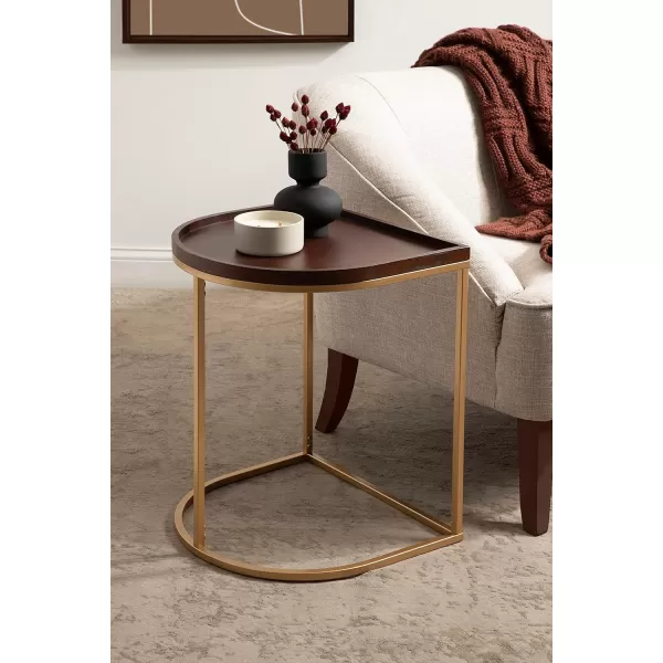 imageKate and Laurel Dorrah Modern HalfCircle Side Table 18 x 16 x 22 Black Contemporary HalfCapsule Living Room Table for Storage Organization and DisplayWalnut BrownGold