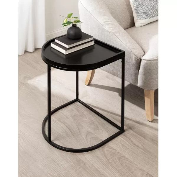 imageKate and Laurel Dorrah Modern HalfCircle Side Table 18 x 16 x 22 Black Contemporary HalfCapsule Living Room Table for Storage Organization and DisplayBlack