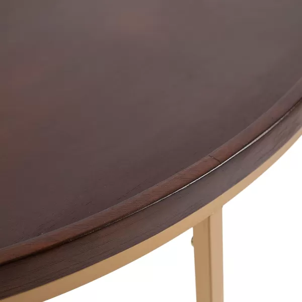 imageKate and Laurel Dorrah Modern HalfCircle Side Table 18 x 16 x 22 Black Contemporary HalfCapsule Living Room Table for Storage Organization and DisplayWalnut BrownGold