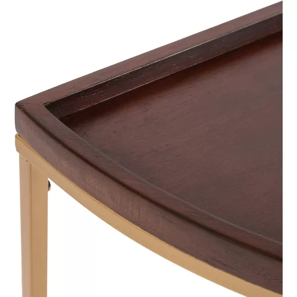 imageKate and Laurel Dorrah Modern HalfCircle Side Table 18 x 16 x 22 Black Contemporary HalfCapsule Living Room Table for Storage Organization and DisplayWalnut BrownGold