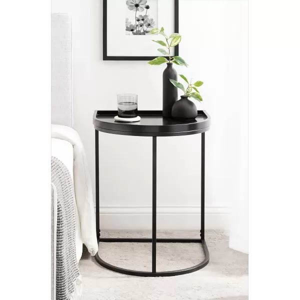 imageKate and Laurel Dorrah Modern HalfCircle Side Table 18 x 16 x 22 Black Contemporary HalfCapsule Living Room Table for Storage Organization and DisplayBlack