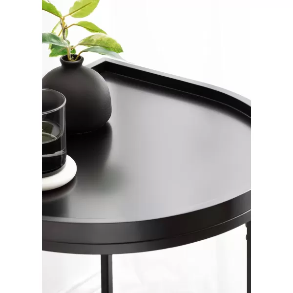 imageKate and Laurel Dorrah Modern HalfCircle Side Table 18 x 16 x 22 Black Contemporary HalfCapsule Living Room Table for Storage Organization and DisplayBlack