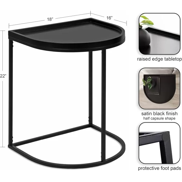 imageKate and Laurel Dorrah Modern HalfCircle Side Table 18 x 16 x 22 Black Contemporary HalfCapsule Living Room Table for Storage Organization and DisplayBlack