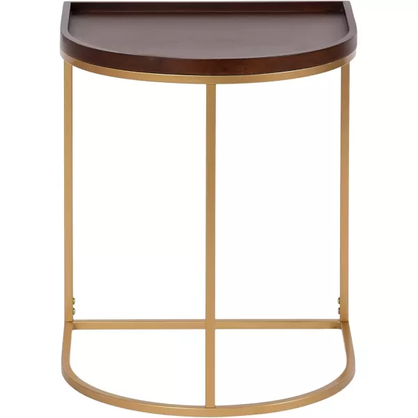 imageKate and Laurel Dorrah Modern HalfCircle Side Table 18 x 16 x 22 Black Contemporary HalfCapsule Living Room Table for Storage Organization and DisplayWalnut BrownGold