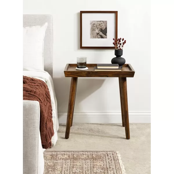 imageKate and Laurel Eastmont Rectangle Wood Side Table 16 x 22 x 22 Walnut Brown Large MidCentury Wooden Bedroom Nightstand with Stylish Tapered Legs and Adjustable Feet 16x22x22