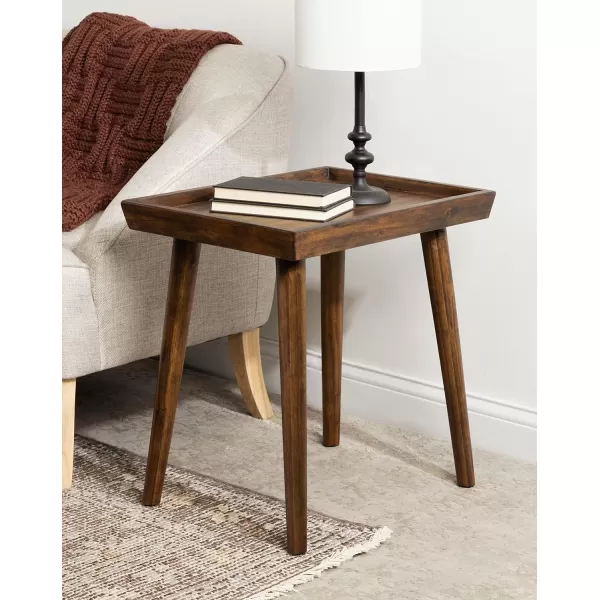 imageKate and Laurel Eastmont Rectangle Wood Side Table 16 x 22 x 22 Walnut Brown Large MidCentury Wooden Bedroom Nightstand with Stylish Tapered Legs and Adjustable Feet 16x22x22