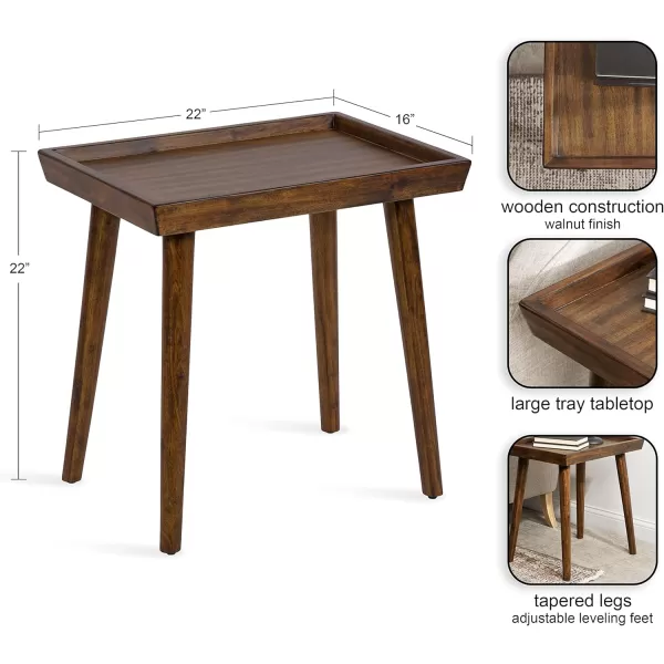 imageKate and Laurel Eastmont Rectangle Wood Side Table 16 x 22 x 22 Walnut Brown Large MidCentury Wooden Bedroom Nightstand with Stylish Tapered Legs and Adjustable Feet 16x22x22