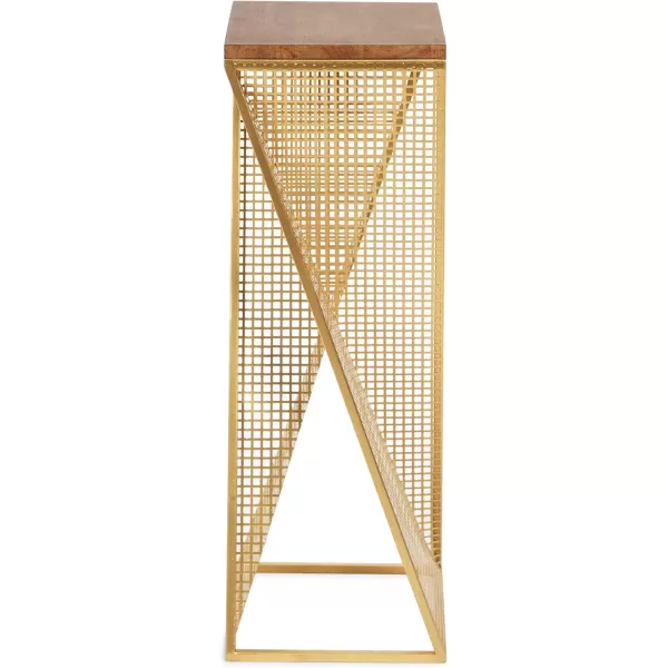 imageKate and Laurel Elita Midcentury Cocktail Table 10 x 10 x 30 Rustic Gray and Gold Decorative Modern Pedestal Tea Table for Hosting Display and StorageRustic BrownSatin Gold