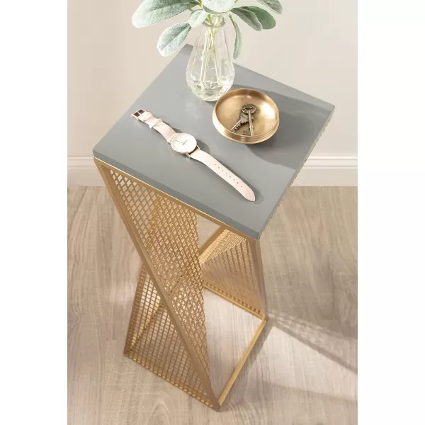 imageKate and Laurel Elita Midcentury Cocktail Table 10 x 10 x 30 Rustic Gray and Gold Decorative Modern Pedestal Tea Table for Hosting Display and StorageGraySatin Gold