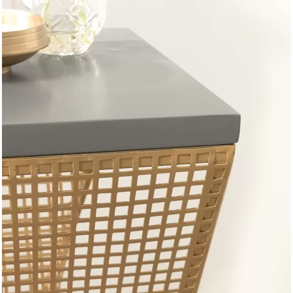 imageKate and Laurel Elita Midcentury Cocktail Table 10 x 10 x 30 Rustic Gray and Gold Decorative Modern Pedestal Tea Table for Hosting Display and StorageGraySatin Gold