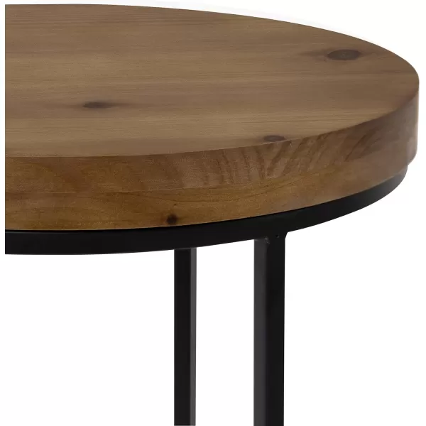 imageKate and Laurel Espada Rustic Round End Table Set of 2 Rustic Wood and Black Metal Frame FarmhouseInspired Home AccentRustic BrownBlack