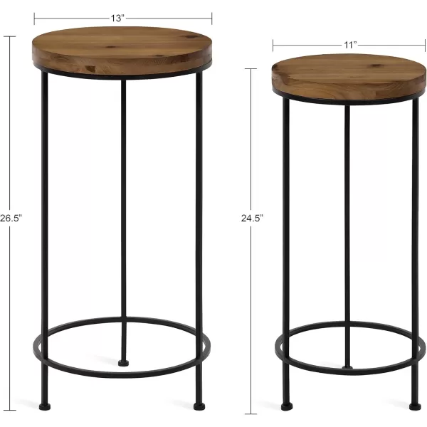 imageKate and Laurel Espada Rustic Round End Table Set of 2 Rustic Wood and Black Metal Frame FarmhouseInspired Home AccentRustic BrownBlack