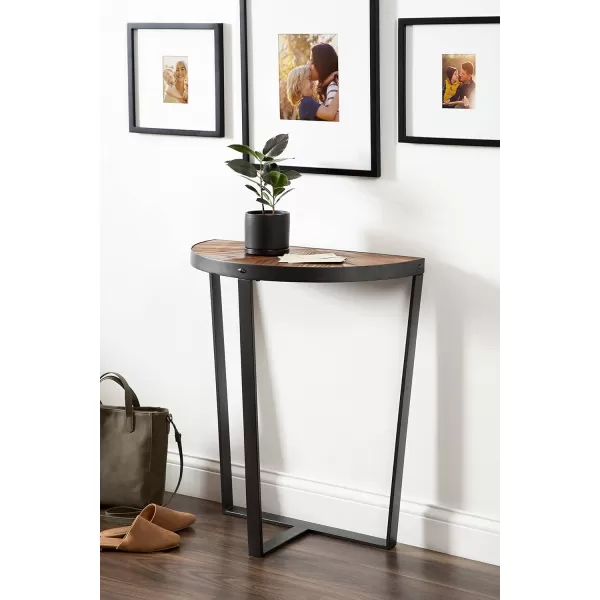 imageKate and Laurel Gerhardt Modern Wood and Metal SemiCircle Console Table for Storage and Display 26x14x30 Rustic BrownBlack