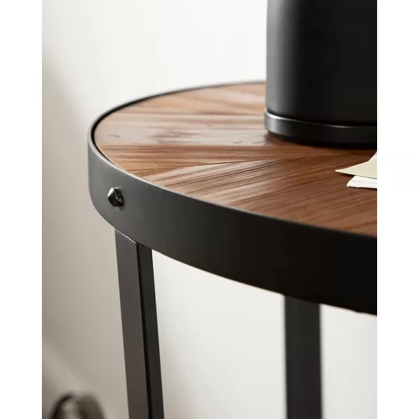imageKate and Laurel Gerhardt Modern Wood and Metal SemiCircle Console Table for Storage and Display 26x14x30 Rustic BrownBlack