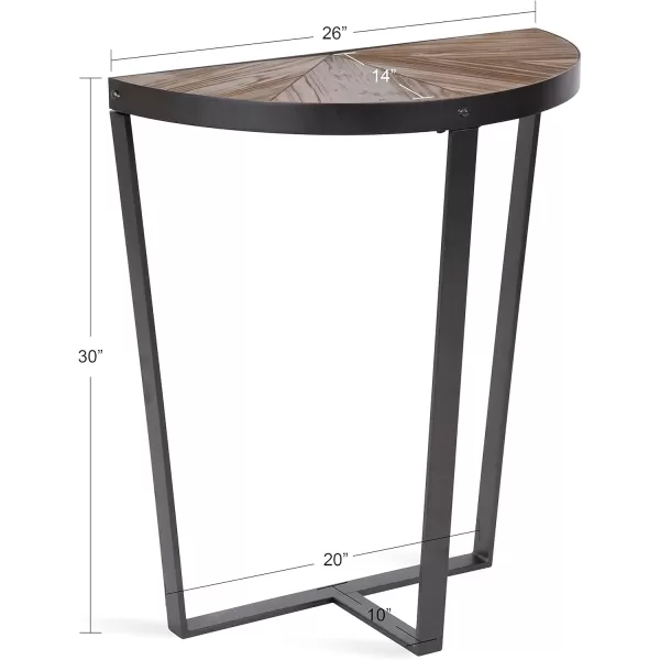 imageKate and Laurel Gerhardt Modern Wood and Metal SemiCircle Console Table for Storage and Display 26x14x30 Rustic BrownBlack