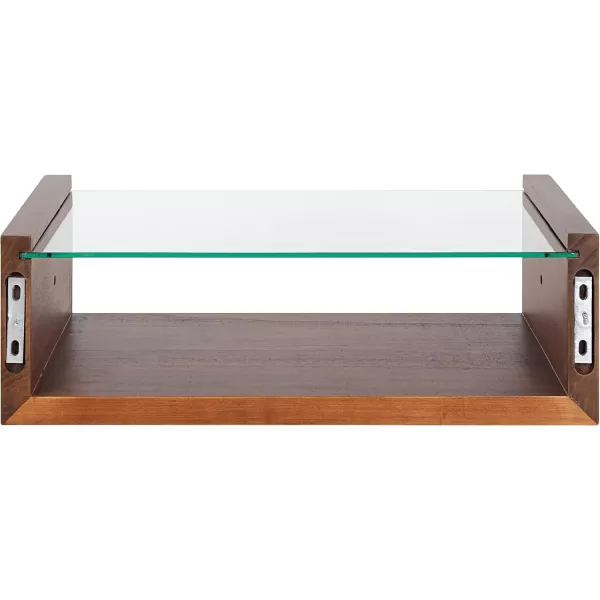 imageKate and Laurel Holt Midcentury Floating Shelf 18 x 10 Walnut Brown Sophisticated Glass and Storage Shelf for Storage and DisplayWalnut Brown