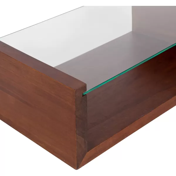 imageKate and Laurel Holt Midcentury Floating Shelf 18 x 10 Walnut Brown Sophisticated Glass and Storage Shelf for Storage and DisplayWalnut Brown
