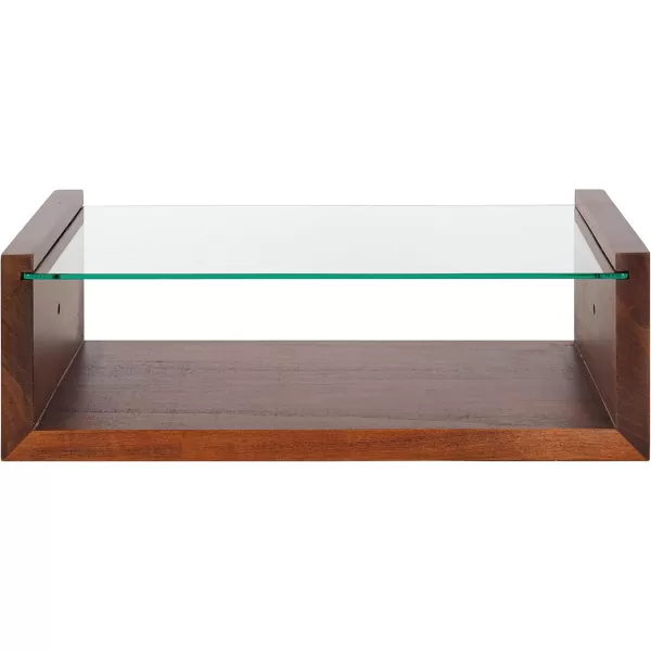 imageKate and Laurel Holt Midcentury Floating Shelf 18 x 10 Walnut Brown Sophisticated Glass and Storage Shelf for Storage and DisplayWalnut Brown