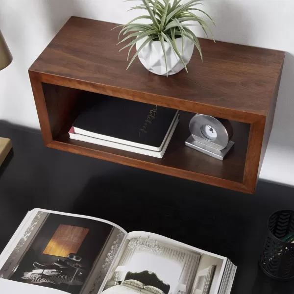 imageKate and Laurel Holt Modern Floating Wall Shelf 18 x 8 Walnut Brown Chic Rectangular Floating Wood Shelf for Wall