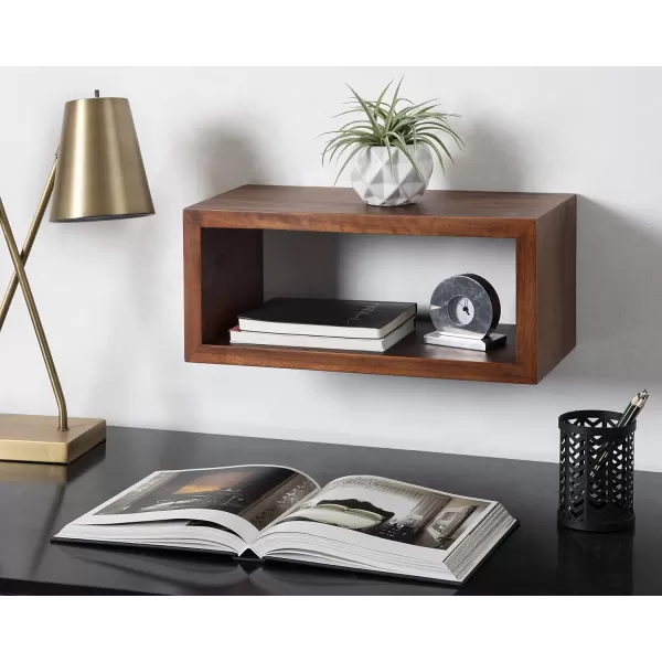 imageKate and Laurel Holt Modern Floating Wall Shelf 18 x 8 Walnut Brown Chic Rectangular Floating Wood Shelf for Wall