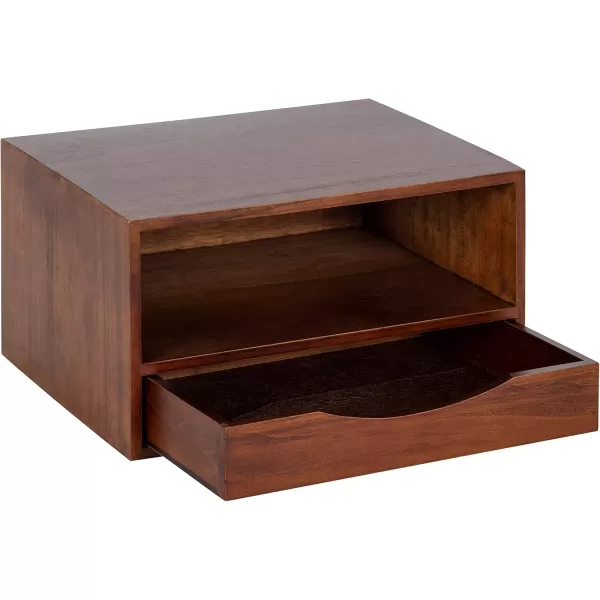 imageKate and Laurel Hutton Modern Floating Shelf and Side Table 125 x 10 x 7 Black Modern Minimalist Floating End Table for Storage and Display with Bold FinishWalnut Brown