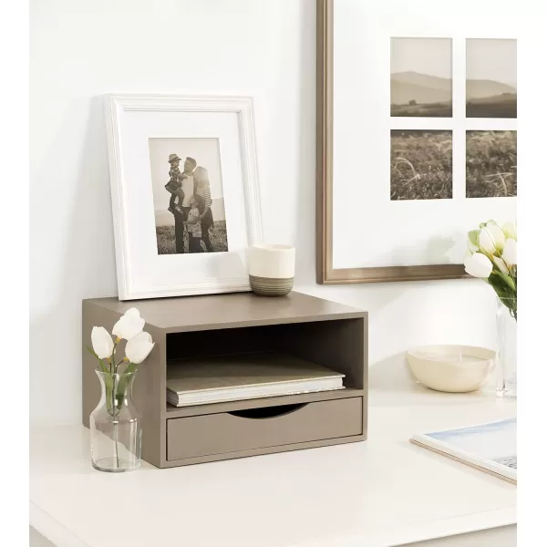 imageKate and Laurel Hutton Modern Floating Shelf and Side Table 125 x 10 x 7 Black Modern Minimalist Floating End Table for Storage and Display with Bold FinishGrey