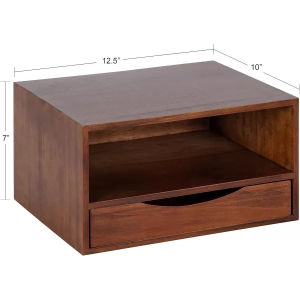 imageKate and Laurel Hutton Modern Floating Shelf and Side Table 125 x 10 x 7 Black Modern Minimalist Floating End Table for Storage and Display with Bold FinishWalnut Brown