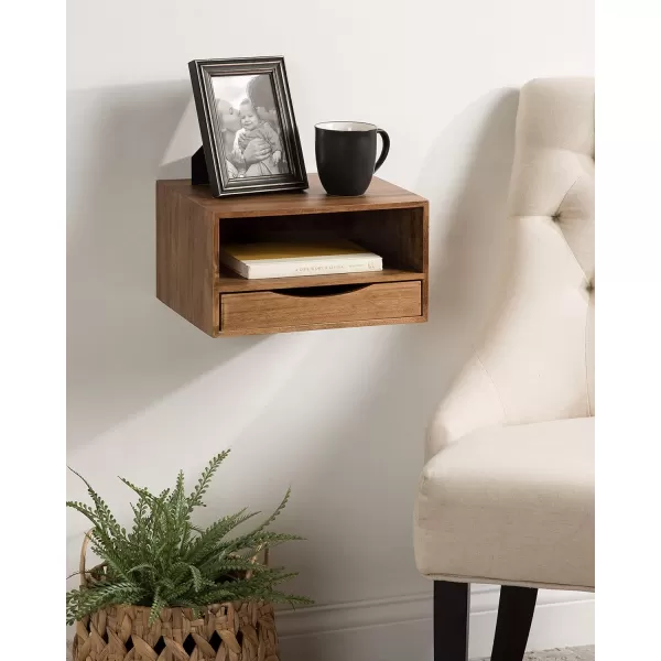 imageKate and Laurel Hutton Modern Floating Shelf and Side Table 125 x 10 x 7 Black Modern Minimalist Floating End Table for Storage and Display with Bold FinishRustic Brown