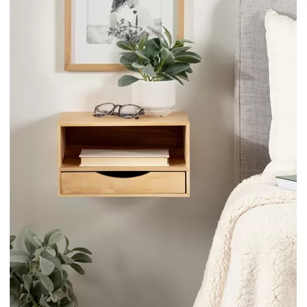 imageKate and Laurel Hutton Modern Floating Shelf and Side Table 125 x 10 x 7 Black Modern Minimalist Floating End Table for Storage and Display with Bold FinishNatural
