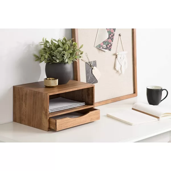 imageKate and Laurel Hutton Modern Floating Shelf and Side Table 125 x 10 x 7 Black Modern Minimalist Floating End Table for Storage and Display with Bold FinishRustic Brown