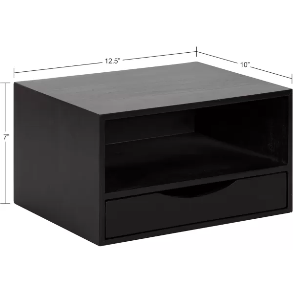 imageKate and Laurel Hutton Modern Floating Shelf and Side Table 125 x 10 x 7 Black Modern Minimalist Floating End Table for Storage and Display with Bold FinishBlack