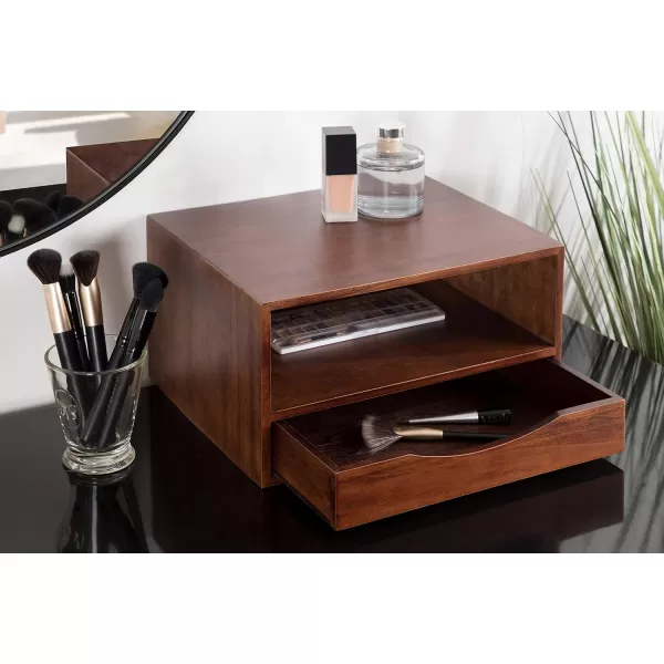 imageKate and Laurel Hutton Modern Floating Shelf and Side Table 125 x 10 x 7 Black Modern Minimalist Floating End Table for Storage and Display with Bold FinishWalnut Brown