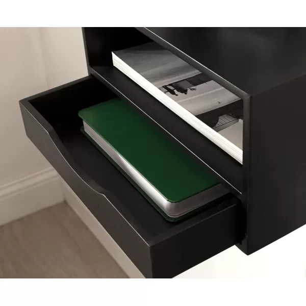 imageKate and Laurel Hutton Modern Floating Shelf and Side Table 125 x 10 x 7 Black Modern Minimalist Floating End Table for Storage and Display with Bold FinishBlack