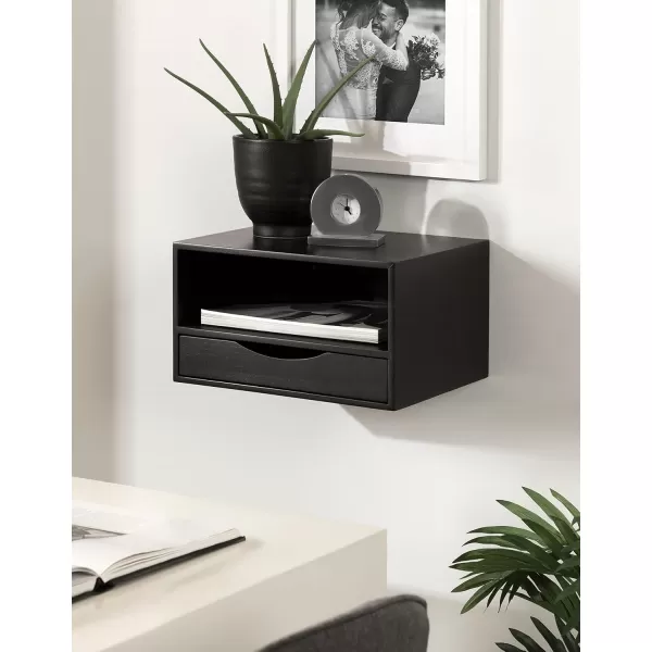 imageKate and Laurel Hutton Modern Floating Shelf and Side Table 125 x 10 x 7 Black Modern Minimalist Floating End Table for Storage and Display with Bold FinishBlack