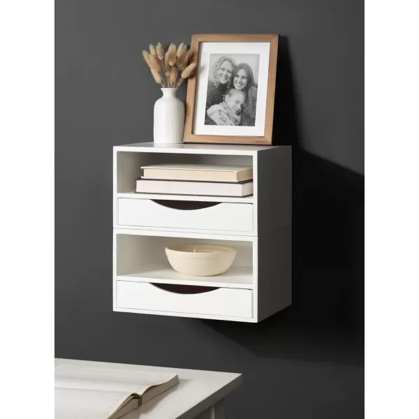 imageKate and Laurel Hutton Modern Floating Shelf and Side Table 125 x 10 x 7 Black Modern Minimalist Floating End Table for Storage and Display with Bold FinishWhite