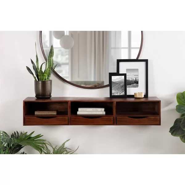 imageKate and Laurel Hutton Modern Floating Shelf and Side Table 125 x 10 x 7 Black Modern Minimalist Floating End Table for Storage and Display with Bold FinishWalnut Brown