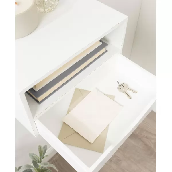 imageKate and Laurel Hutton Modern Floating Shelf and Side Table 125 x 10 x 7 Black Modern Minimalist Floating End Table for Storage and Display with Bold FinishWhite