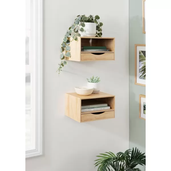 imageKate and Laurel Hutton Modern Floating Shelf and Side Table 125 x 10 x 7 Black Modern Minimalist Floating End Table for Storage and Display with Bold FinishNatural