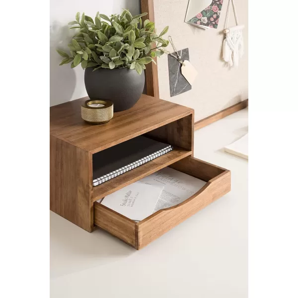 imageKate and Laurel Hutton Modern Floating Shelf and Side Table 125 x 10 x 7 Black Modern Minimalist Floating End Table for Storage and Display with Bold FinishRustic Brown