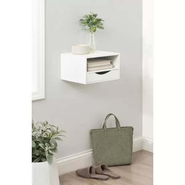 imageKate and Laurel Hutton Modern Floating Shelf and Side Table 125 x 10 x 7 Black Modern Minimalist Floating End Table for Storage and Display with Bold FinishWhite