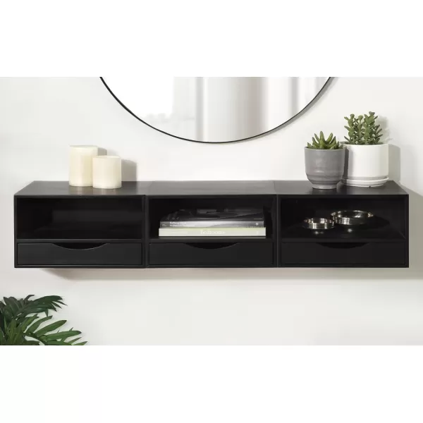 imageKate and Laurel Hutton Modern Floating Shelf and Side Table 125 x 10 x 7 Black Modern Minimalist Floating End Table for Storage and Display with Bold FinishBlack