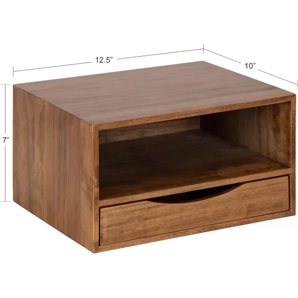 imageKate and Laurel Hutton Modern Floating Shelf and Side Table 125 x 10 x 7 Black Modern Minimalist Floating End Table for Storage and Display with Bold FinishRustic Brown