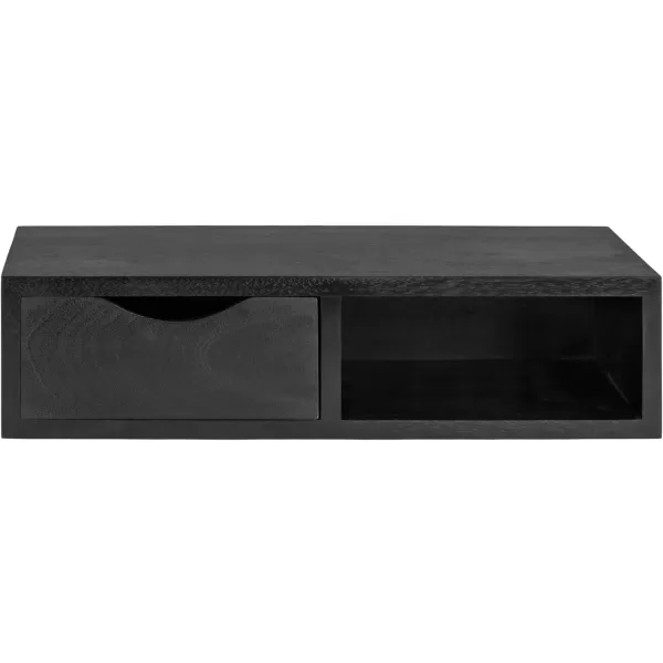 imageKate and Laurel Hutton Modern Mounted Floating Side Table Shelf with Pull Out Drawer for Storage or Decorative Display 22x10x6 BlackBlack