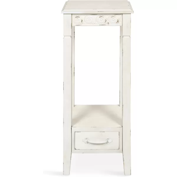 imageKate and Laurel Idabelle Modern Farmhouse Wood Accent Table or Plant Stand with Decorative Metal Skirt Soft White