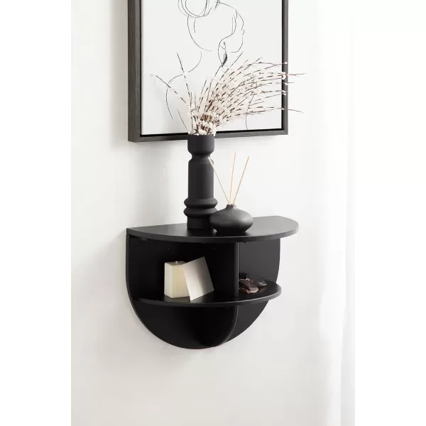 imageKate and Laurel Jalla Wooden Floating Side Table 18 x 10 x 14 Black Modern Wood WallMounted End Table with Shelves for Extra Storage and Added FunctionalityBlack
