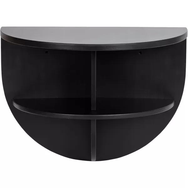 imageKate and Laurel Jalla Wooden Floating Side Table 18 x 10 x 14 Black Modern Wood WallMounted End Table with Shelves for Extra Storage and Added FunctionalityBlack